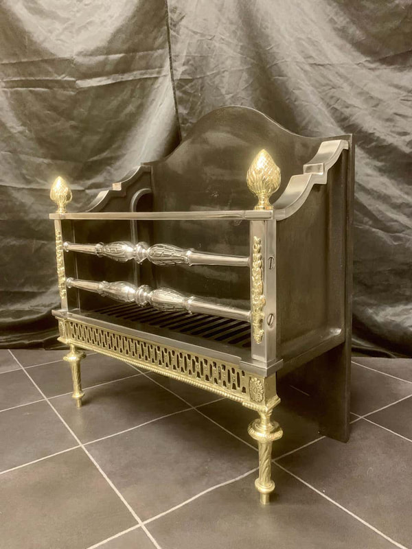 Regency style fire grate basket for sale online at Griffin Antique Fireplaces